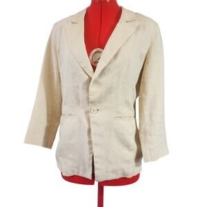 Foreign Exchange Cream White Linen Blazer Jacket  Lined Size L